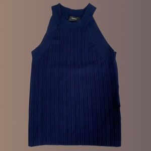 Theory Dark Blue Ribbed Sleeveless Top